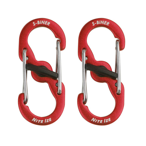 Nite Ize - S-Biner&reg; TagLock&#8482; Aluminium - 2 Stk. - Rot - PLSBMA-10-2R6