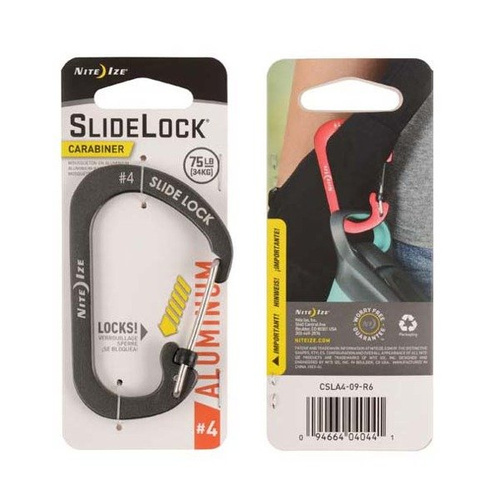 Nite Ize - SlideLock&reg; Karabiner Aluminium #4 - Holzkohle - CSLA4-09-R6
