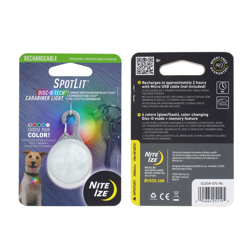 Nite Ize - Spotlit® Rechargeable Carabiner Light - Disc-O Tech™ - SLGSR-07S-R6