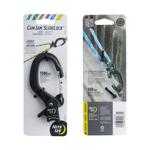 Nite Ize - Rope Tightener CamJam™ with SlideLock® - Aluminum - Large - Black - CJSLL-01-R3