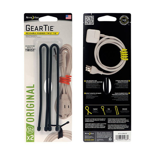 Troki Nite Ize Gear Tie 12" Czarny 2Pack GT12-2PK-01