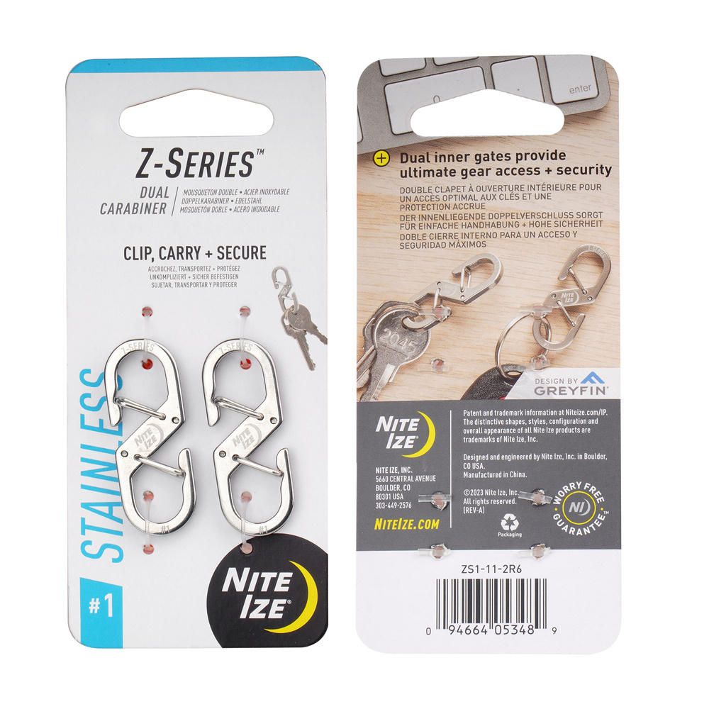 Nite Ize - Z-Series Double Snap Hook - 2 pcs - Steel - Silver