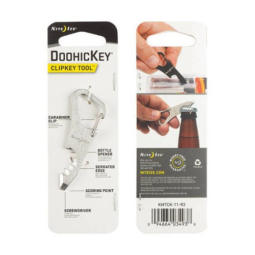 Nite Ize - Carabiner with Tool Set DoohicKey ClipKey Tool - Steel - Stainless - KMTCK-11-R3