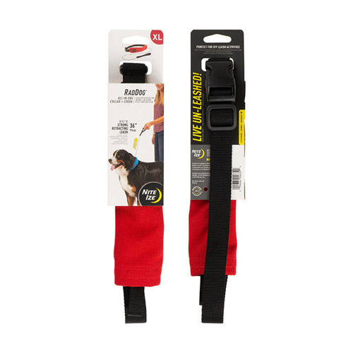 Nite Ize - Collar with Leash RadDog All-In-One - XL - Red -  RRLXL-10-R3