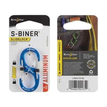 Nite Ize - S-Biner® SlideLock® Aluminum #2 - Blue - LSBA2-03-R6