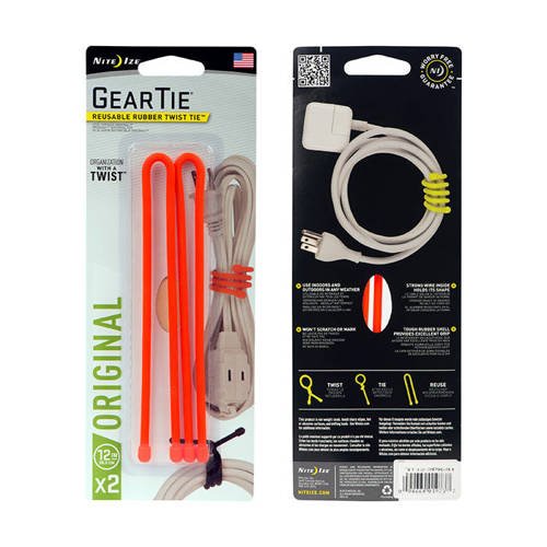 Nite Ize - Gear Tie® 12" - Bright Orange - 2Pack - GT12-2PK-31