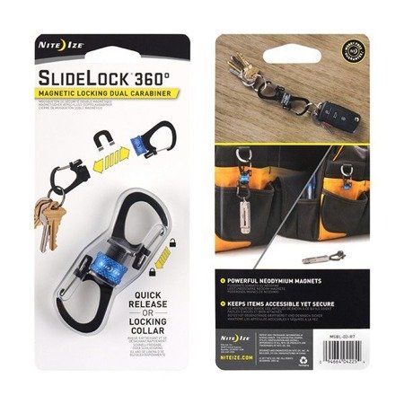 Nite Ize - Karabinek SlideLock® 360° Magnetic Locking Dual Carabiner - Niebieski - MSBL-03-R7
