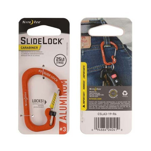 Nite Ize - Karabinek SlideLock® Carabiner Aluminum #3 - Pomarańczowy - CSLA3-19-R6