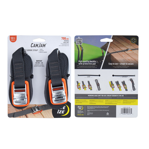 Nite Ize - Pasy transportowe CamJam® Tie Down Strap - 2 szt. - Czarne/Pomarańczowe - CJWR12-09-2R6