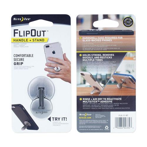 Nite Ize - Uchwyt na telefon FlipOut® Handle + Stand - Stal Nierdzewna - FLO-11-R7